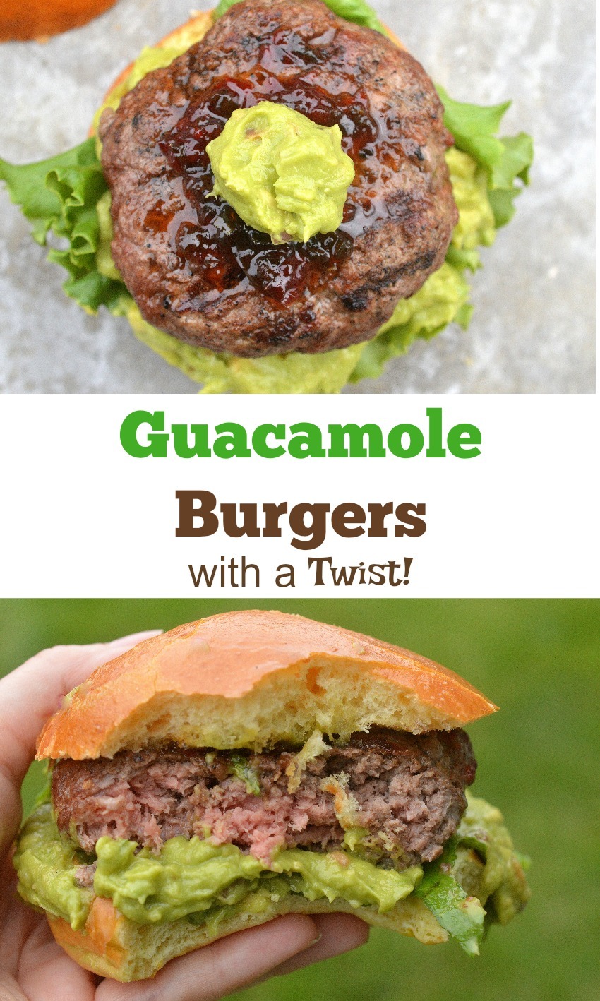 Guacamole Burgers. Creamy guac and the sweet & spicy kick of hot pepper jelly make these dairy-free burgers irresistible!