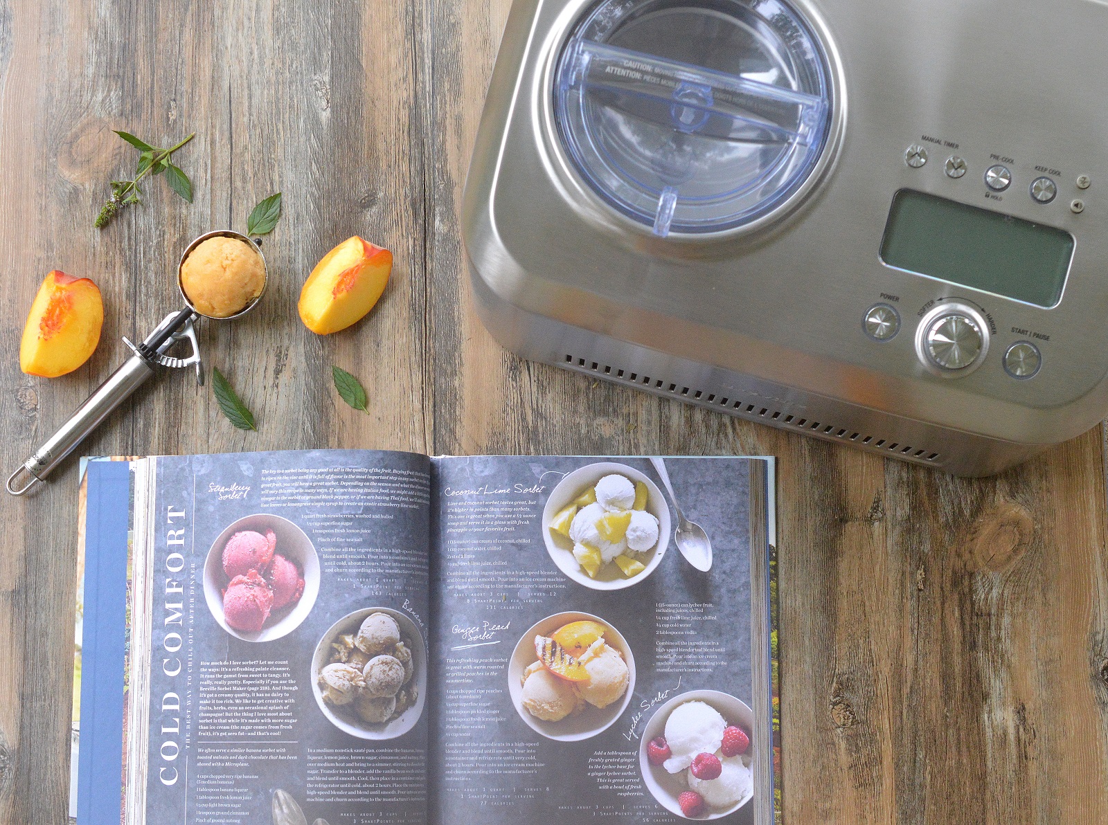 Oprah's Fresh Peach Sorbet made in the Berville Smart Scoop