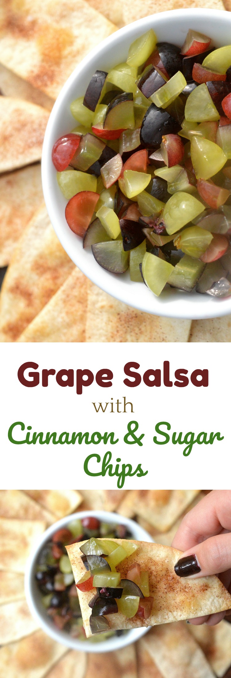 Grape Salsa with Cinnamon & Sugar Chips Yum! Easy, healthy & delicious!