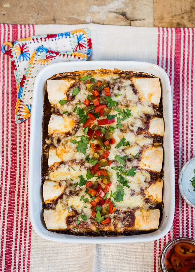 Slow Cooker Mole Pork Enchiladas