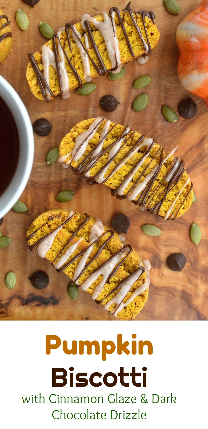 So good (and easy to make!!) Pumpkin Biscotti Recipe with Cinnamon Glaze & Dark Chocolate Drizzle