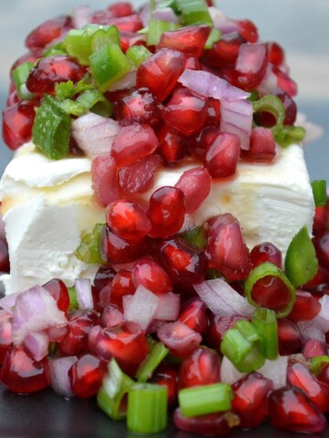 Pomegranate Salsa makes for a festive, pretty and delicious appetizer