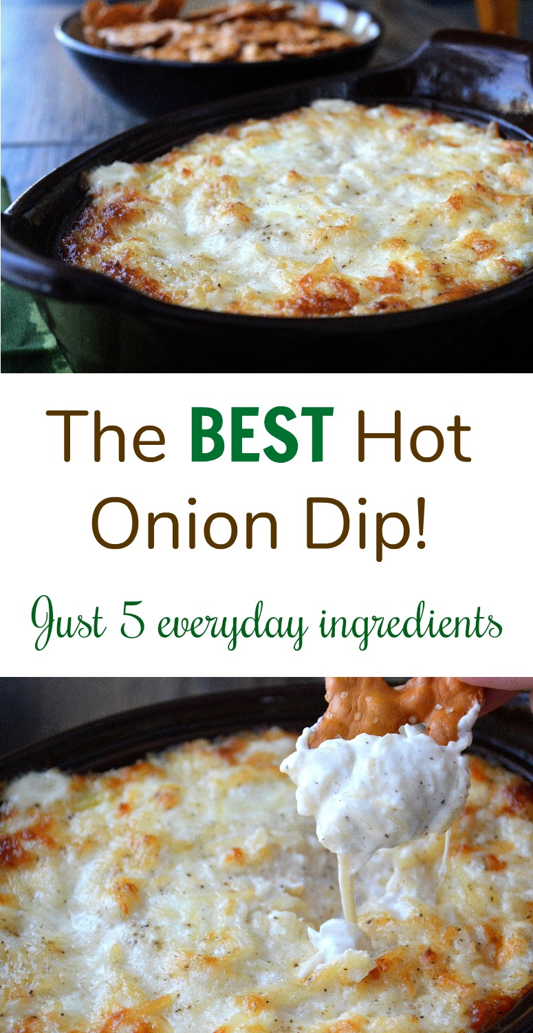 The BEST Hot Onion Dip - Just 5 everyday ingredients. You won't be able to stop eating this dip!