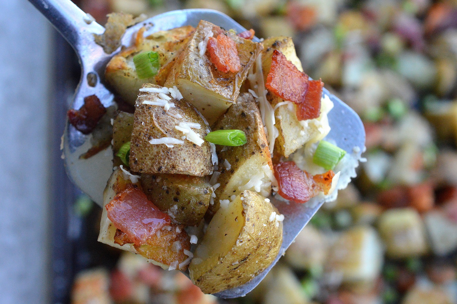 Loaded Sheet Pan Roasted Potatoes are easy and always a hit!