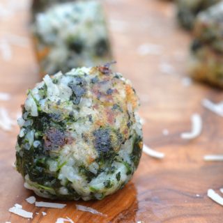 These easy to make Spinach & Rice Balls are cheesy, delicious, gluten-free and kid friendly!