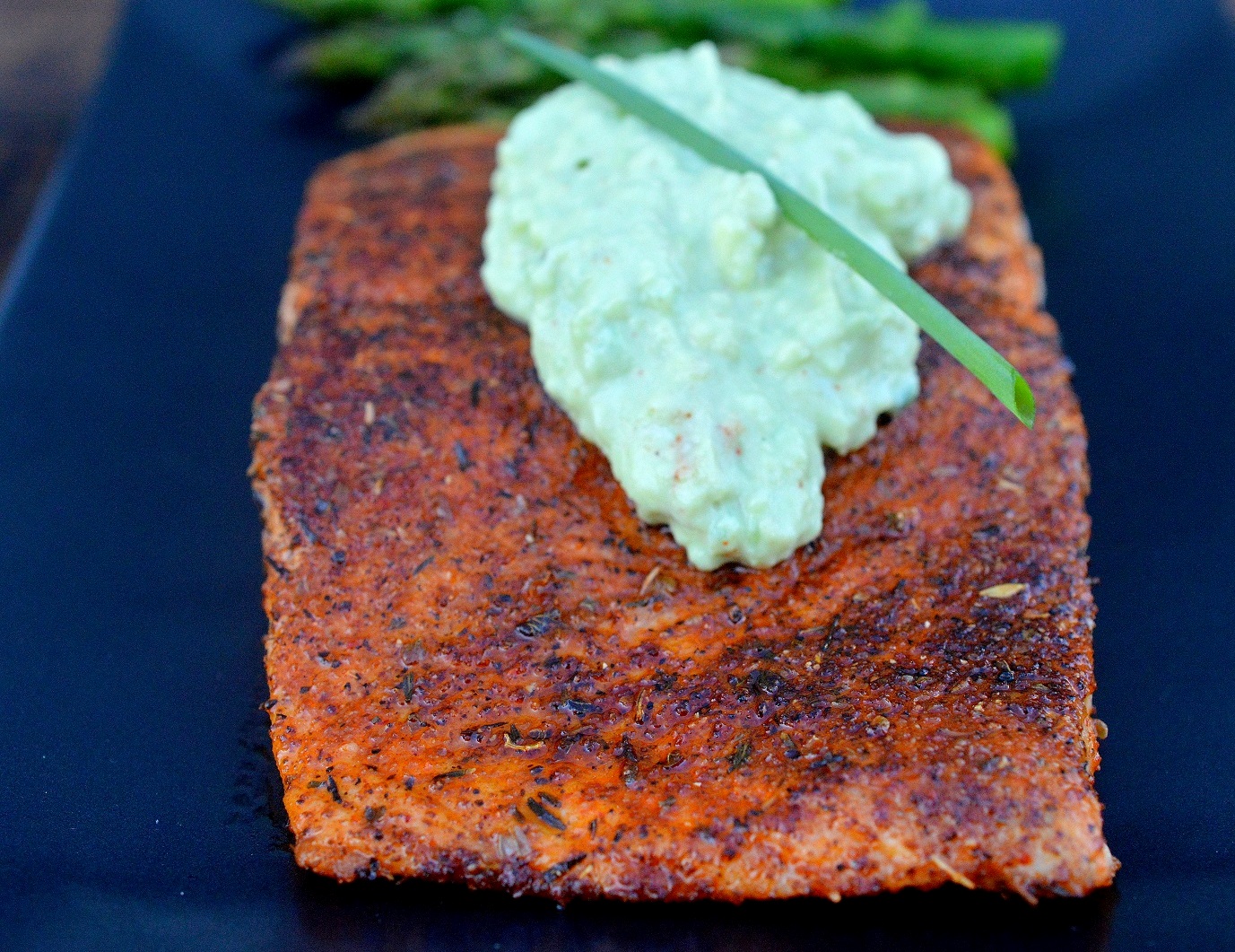 Blackened Salmon with Avocado Cream. A delicious and nutritious 20 minute meal!