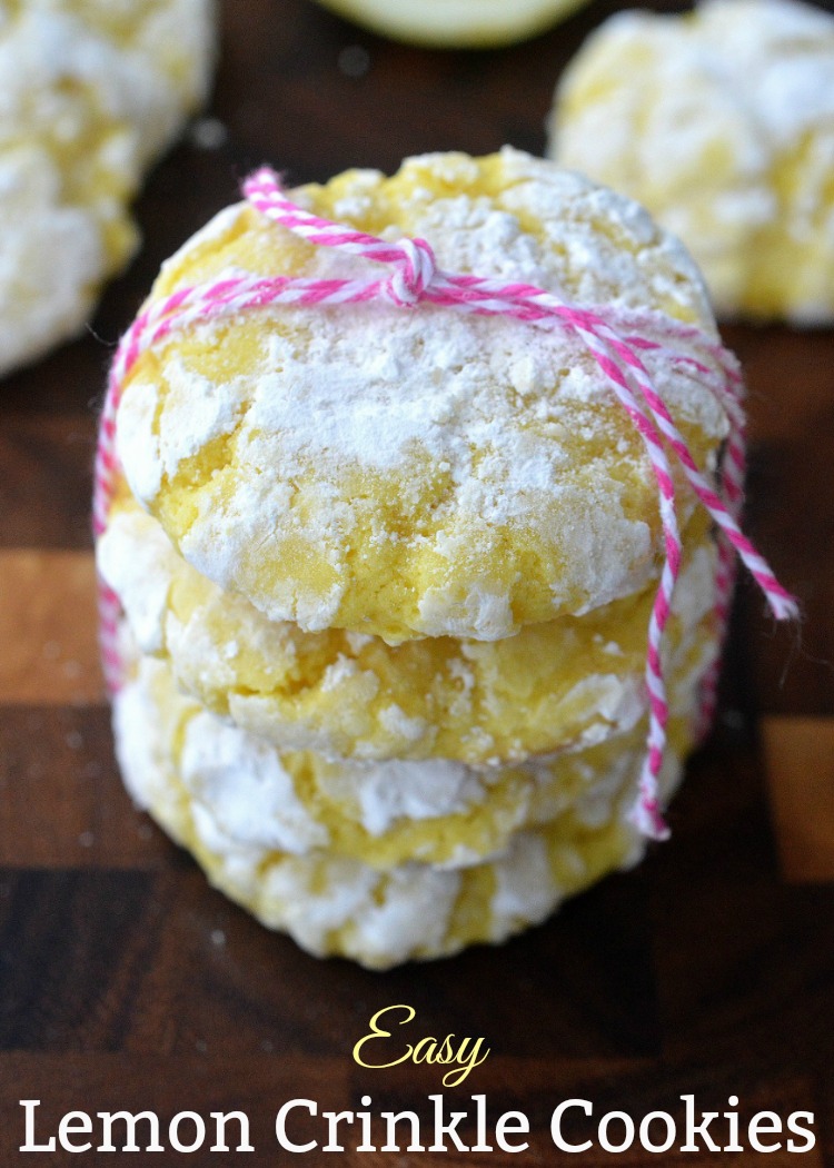 Easy Lemon Crinkle Cookies recipe. Perfect for Spring, Easter or when you want the fresh taste of lemon in a cookie or two!
