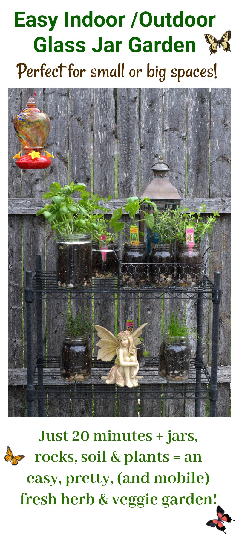 Easy Indoor/Outdoor Glass Jar Garden