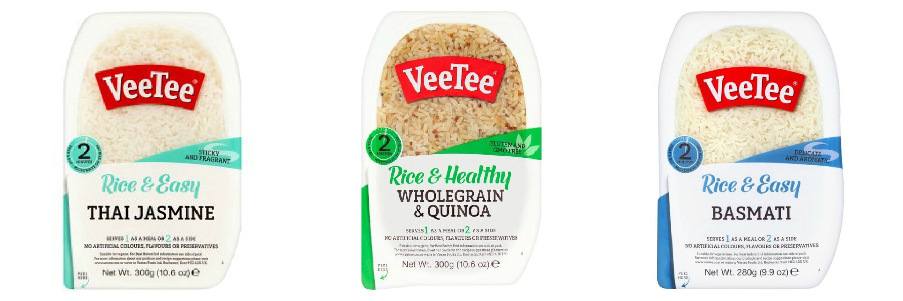 VeeTee Rice, ready in 2 minutes flat! Non-GMO.