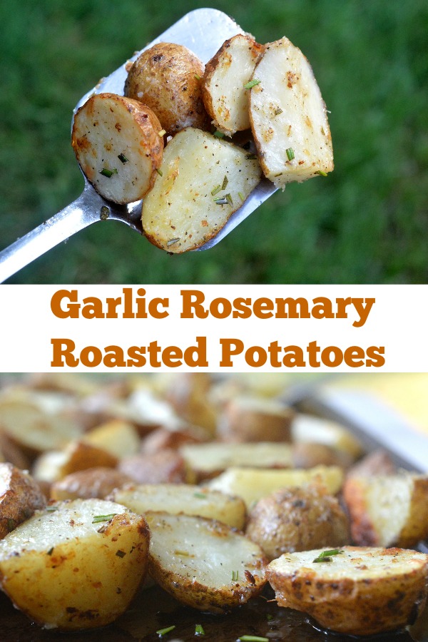 Garlic Rosemary Roasted Potatoes. Easy, crispy and deeee-licious! 