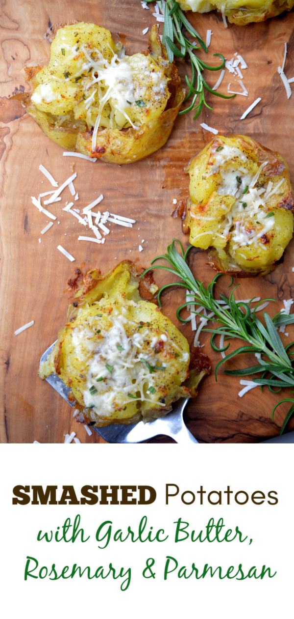 Garlic Smashed Potatoes {Parmesan & Rosemary too!} - FeelGoodFoodie