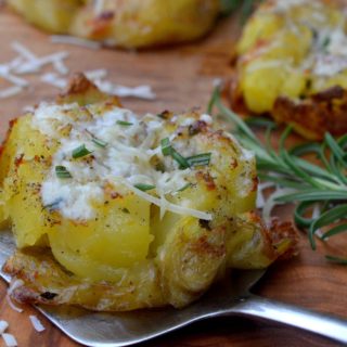 Smashed Potatoes with Garlic and Rosemary