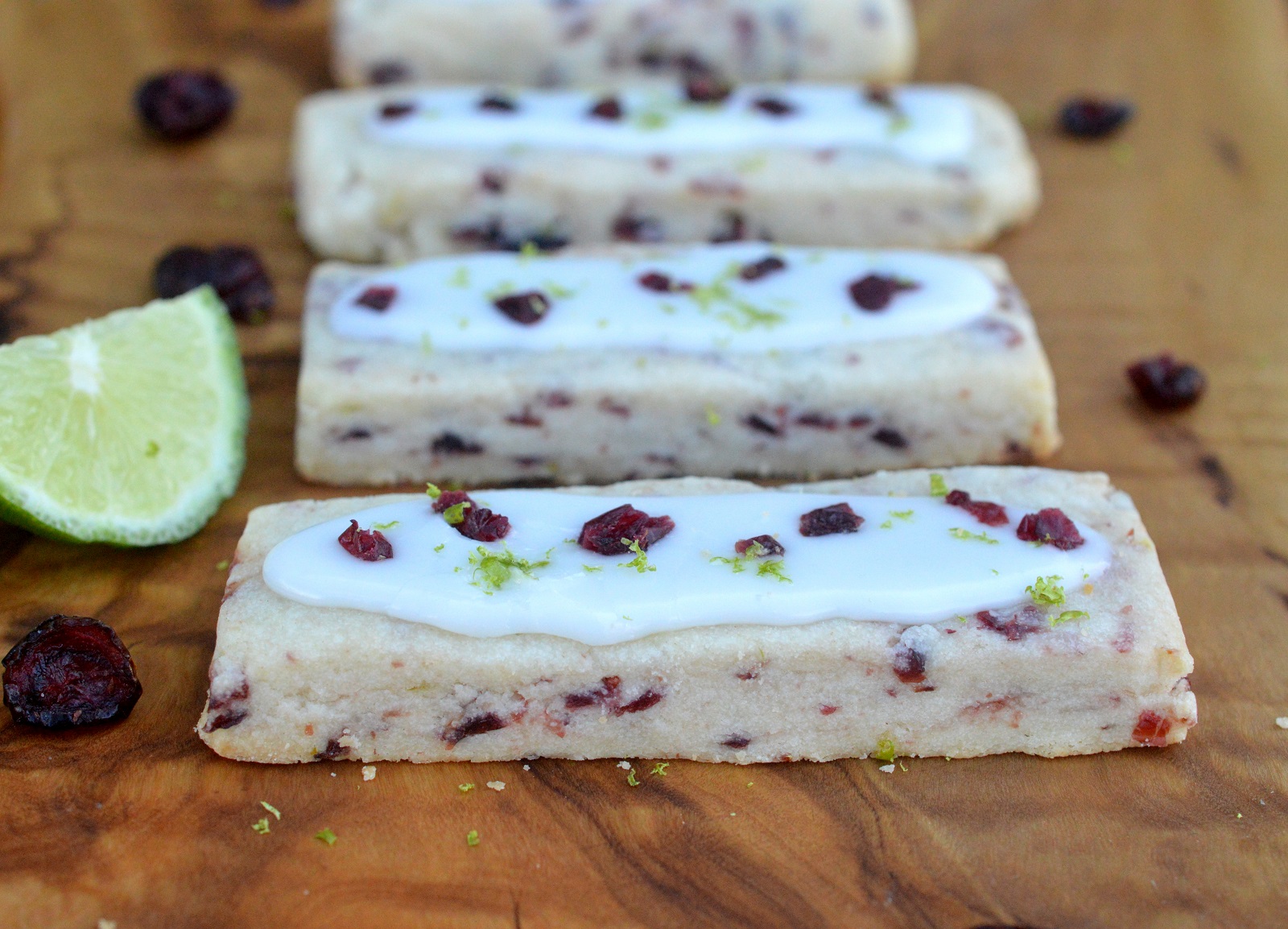 Cranberry Lime Shortbread Cookie. Delicate, light, fun & festive!