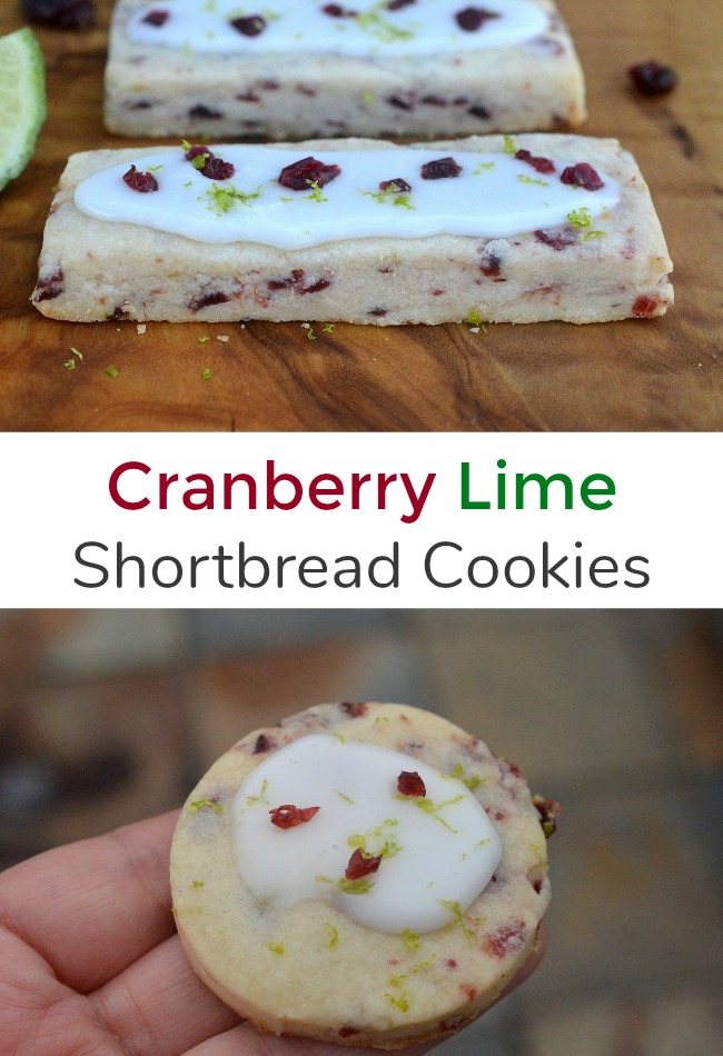 Cranberry Lime Shortbread Cookie. Delicate, light, fun & festive!