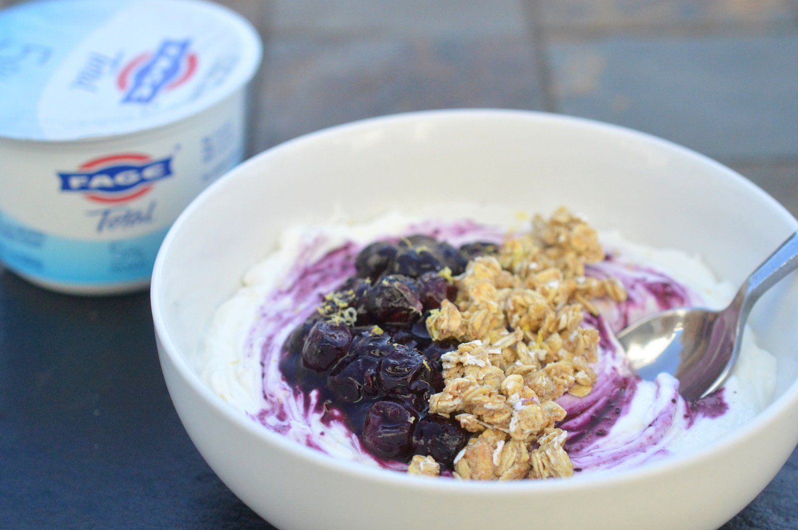 Blueberry Swirl Yogurt with Granola (low or no sugar)