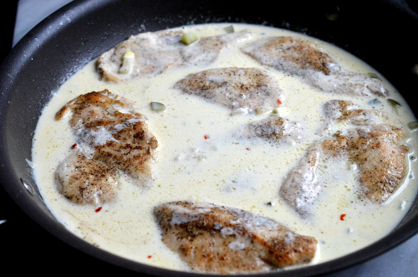 Cooking the Chicken for Creamy Lemon Chicken Over Couscous