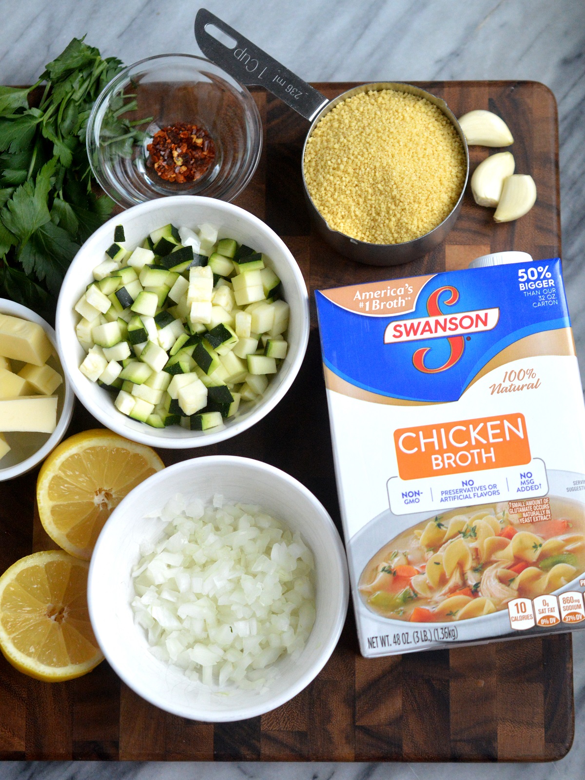 Creamy Lemon Chicken Over Couscous prep