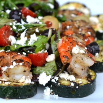 Grilled Greek Shrimp Zucchini & Feta Cheese Salad