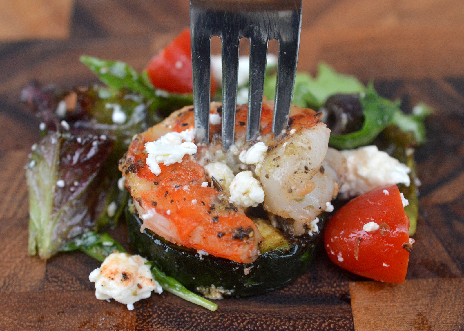 Grilled Shrimp Salad with Zucchini & Feta. Grilled Greek Salad.