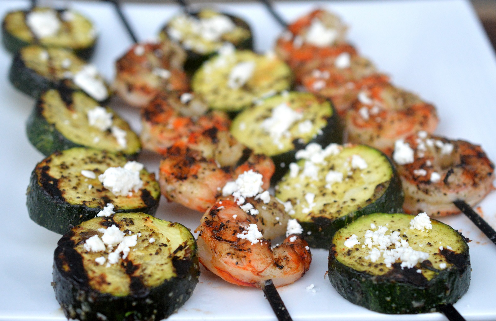 Zucchini & Shrimp Kebabs with Feta Cheese