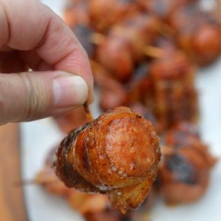 Glazed Bacon Wrapped Sausage Bites