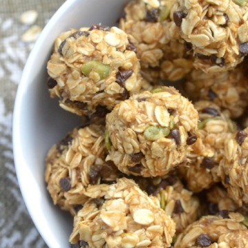 Energy Bites in a bowl Banana Oatmeal Bites with chocolate chips