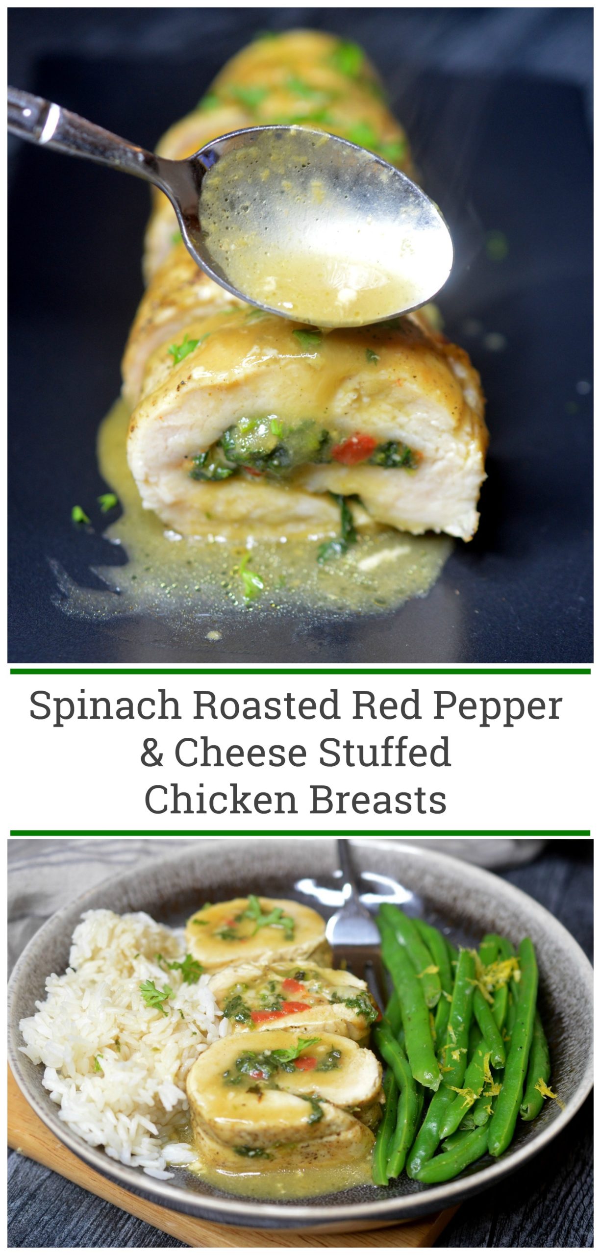 Delicious Spinach Roasted Red Pepper & Cheese Stuffed Chicken Breasts