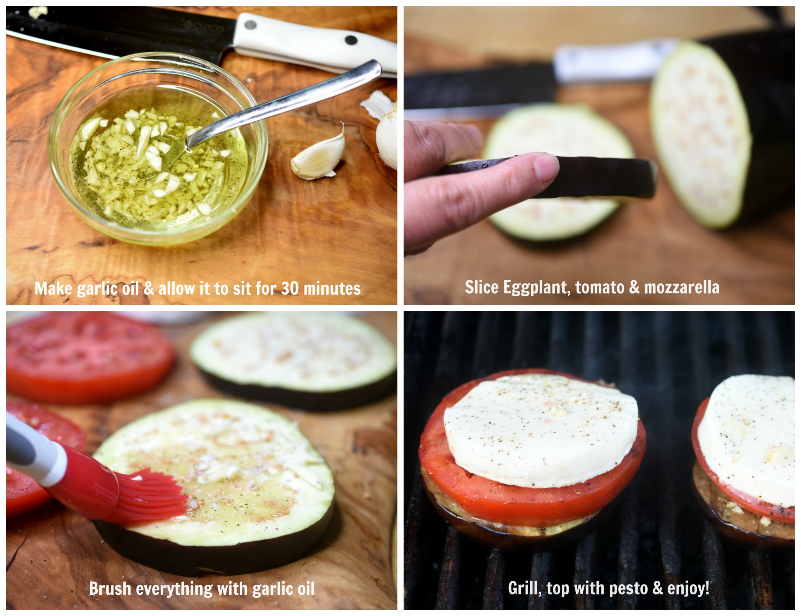 How to grill eggplant tomato mozzarella stacks