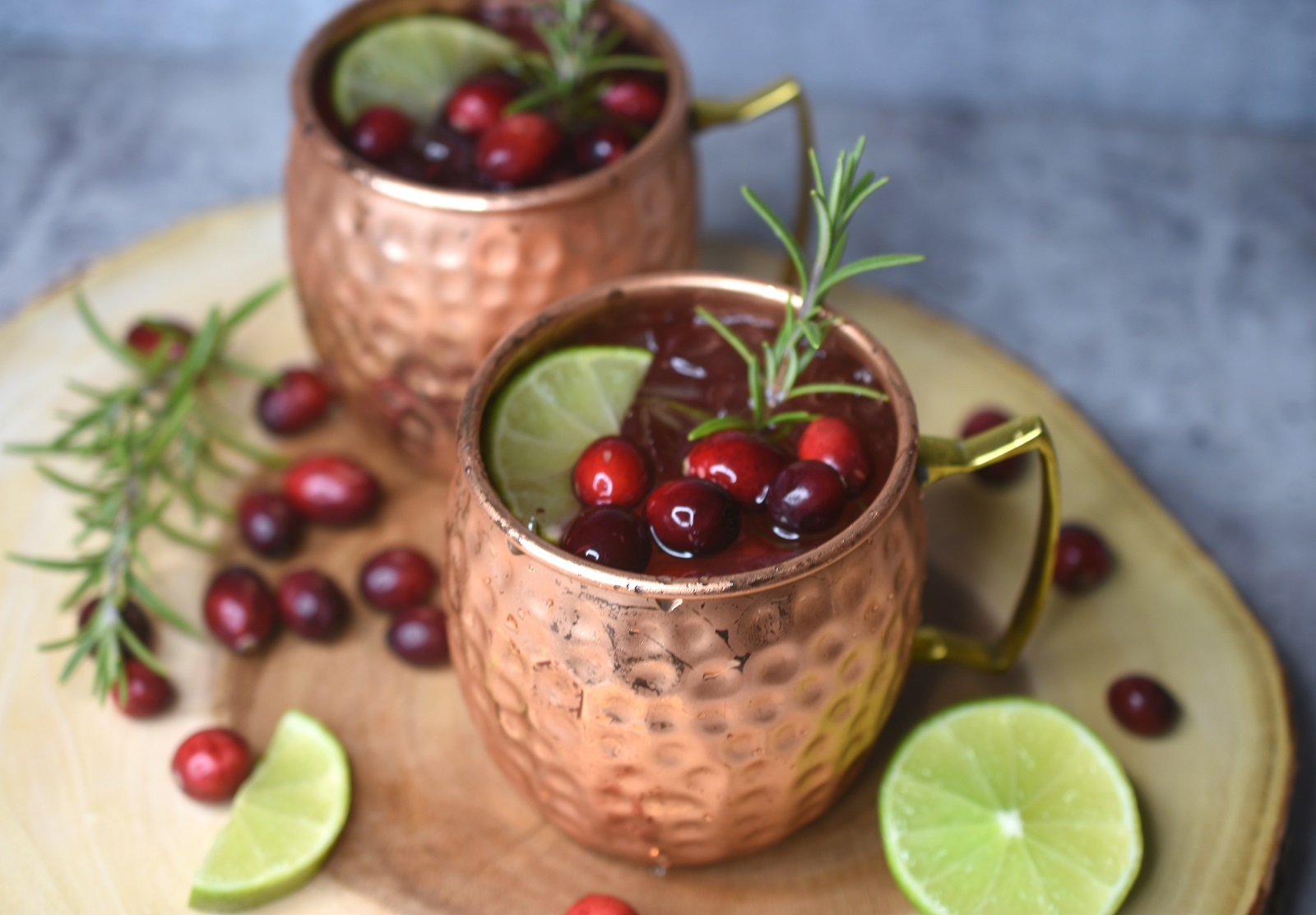 Cranberry Moscow Mule recipe. How to make a Christmas Mule cocktail.