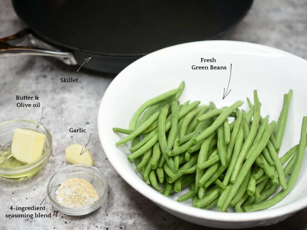 Ingredients to make skillet green beans