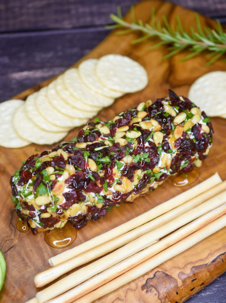 Holiday Goat Cheese Appetizer cranberry and nut encrusted goat cheese