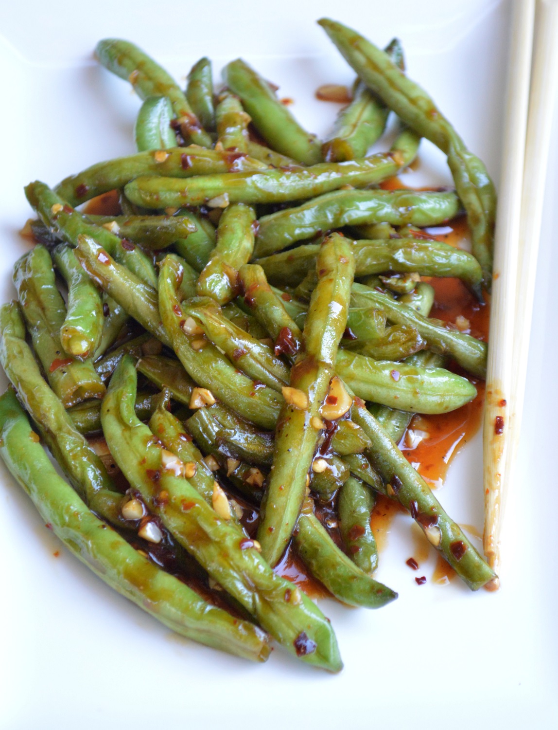 This plate of Spicy Green Beans tastes just like PF Chang's