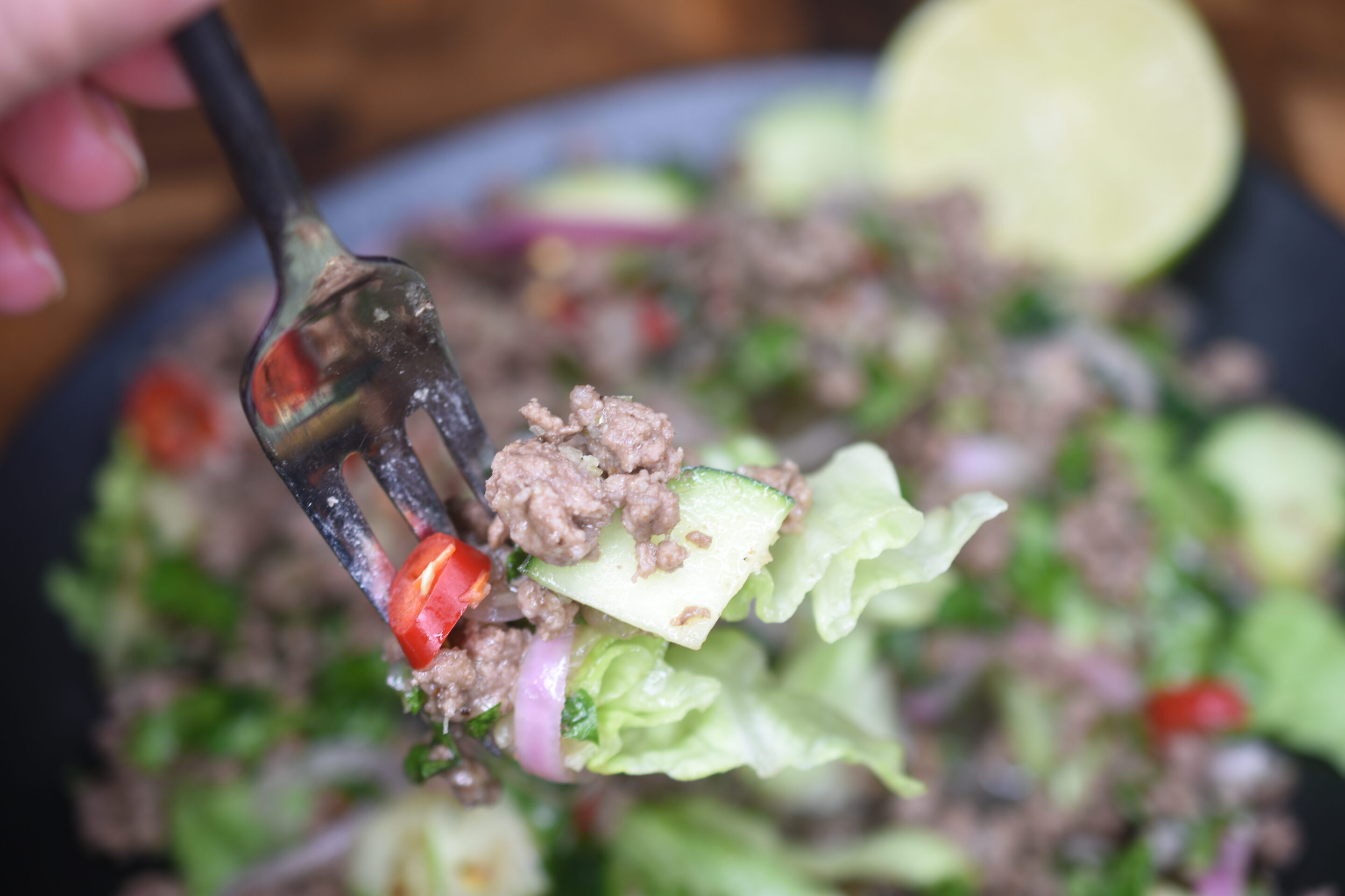 Beef Larb Salad a delicious combination of beef and vegetables