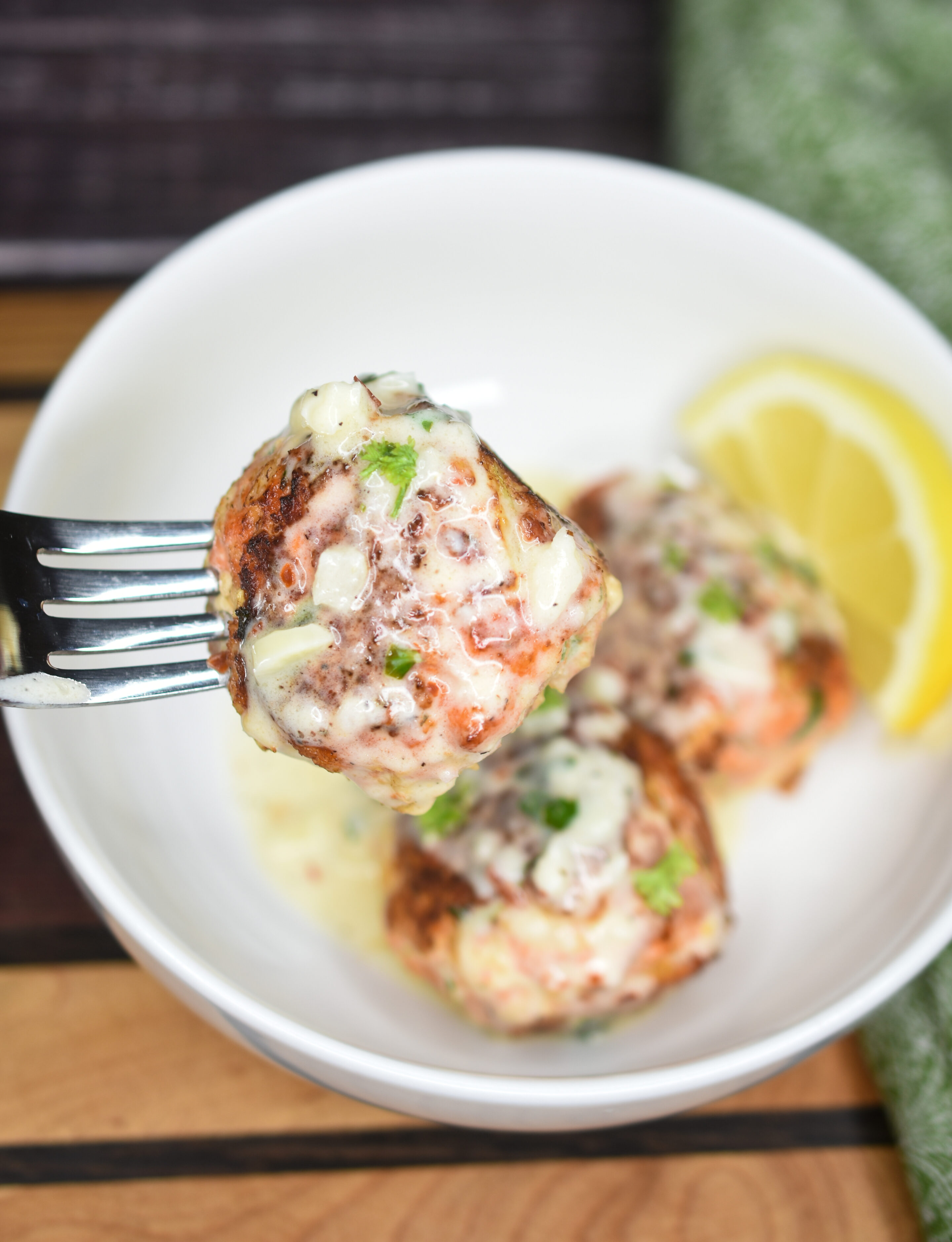 Salmon Meatballs in Lemon Cream Sauce