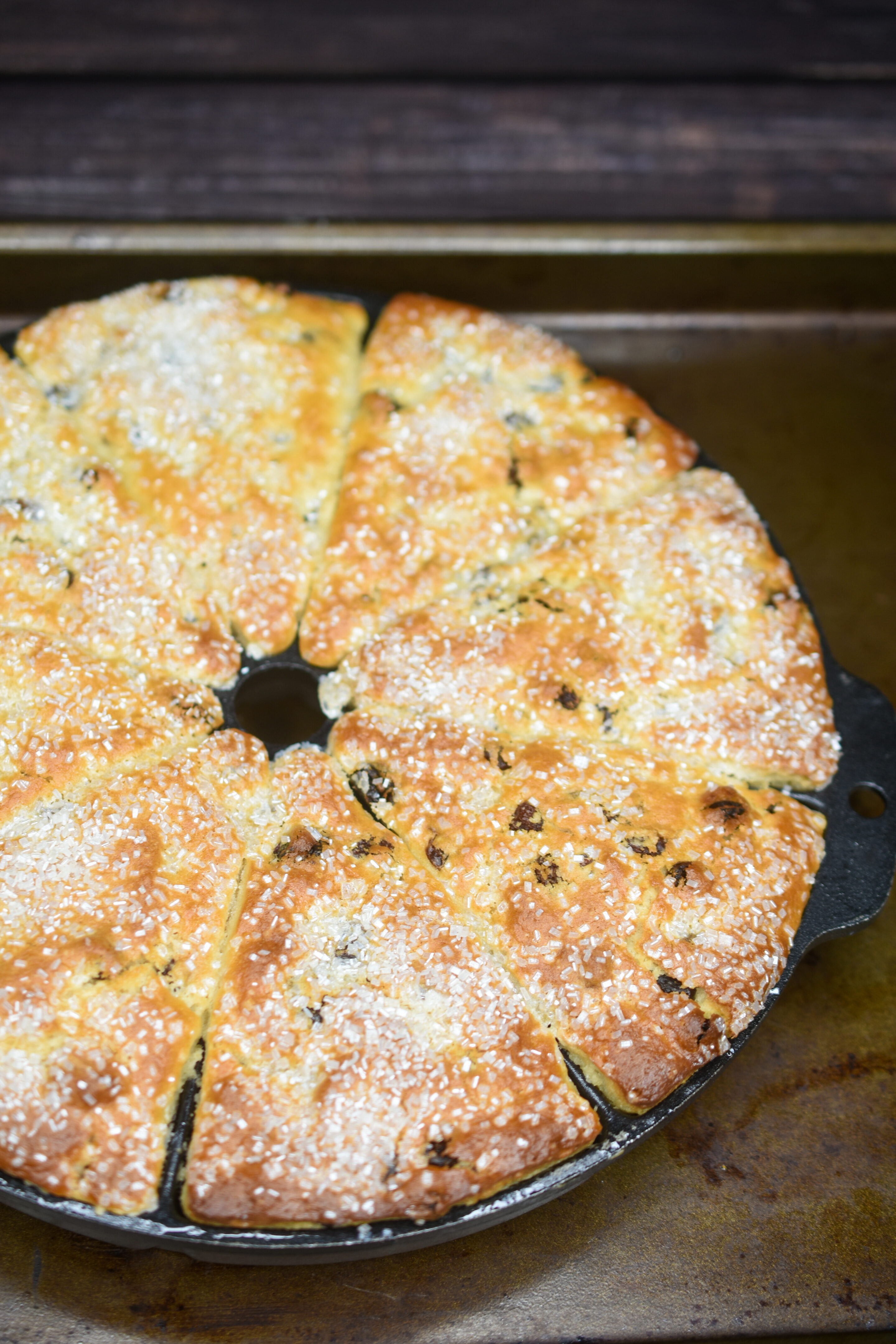 Raisin Scones baked in a scone pan
