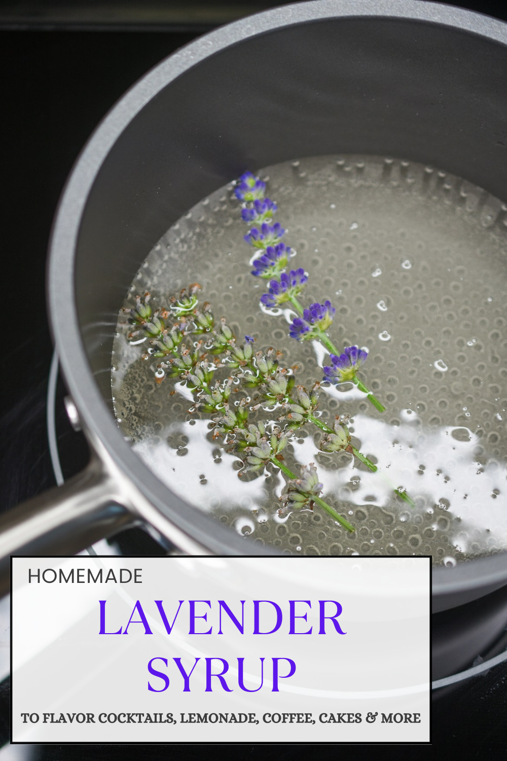 Lavender Syrup is just 3 ingredients to make and a delicious way to flavor cocktails, lemonade, drinks, cakes and more!