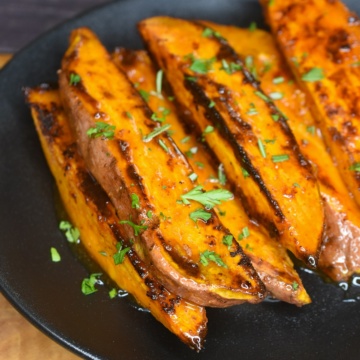 Hot Honey Roasted Sweet Potatoes Wedges