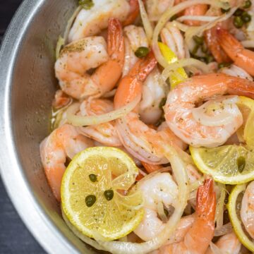 Pickled Shrimp with lemons, onions and capers
