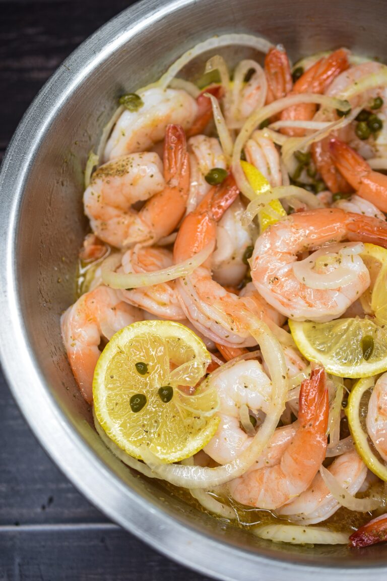 Pickled Shrimp with lemons, onions and capers